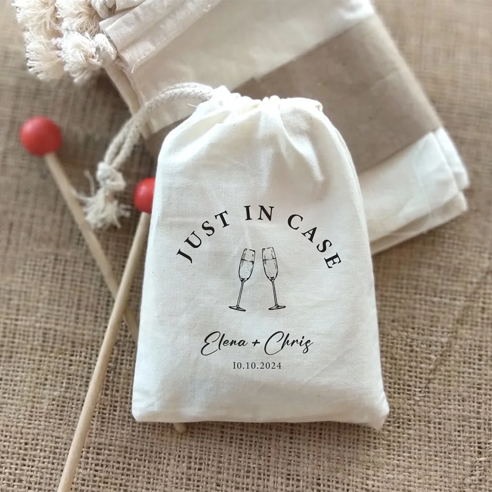 5-Pack Cotton Drawstring Bags | Hangover Kit Wedding Party Favors Party Favor Bags Peaceful Pleasures Health and Wellness