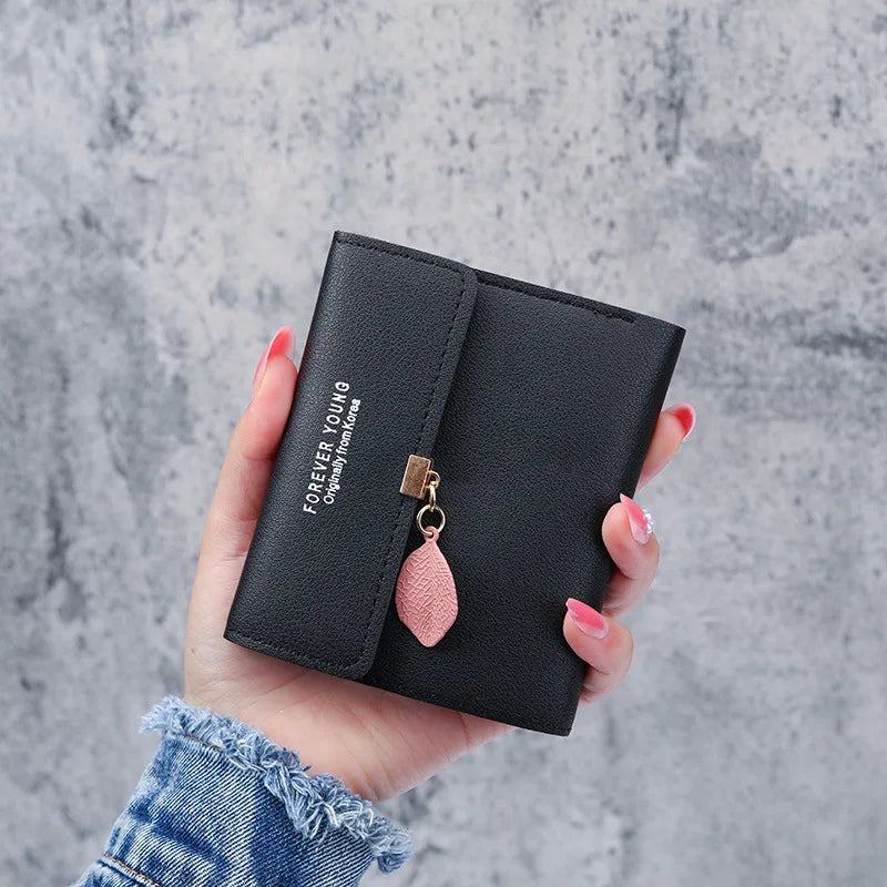 Korean Tri-Fold Ladies Wallet | PU Coin Purse & Money Clip