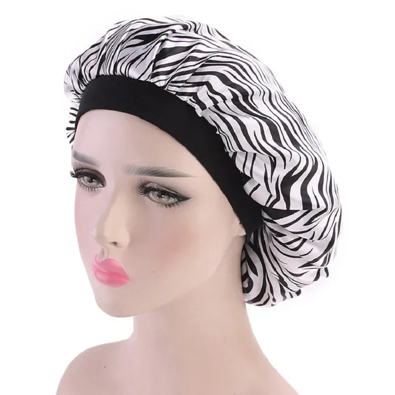 Satin Sleep Bonnet with Elastic Wide Band – Women's Head Wrap