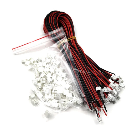 100 SETS Mini Micro JST 2.0 PH 2-Pin Connector Plug with Wires Cables 300MM Peaceful Pleasures Health and Wellness Default Title