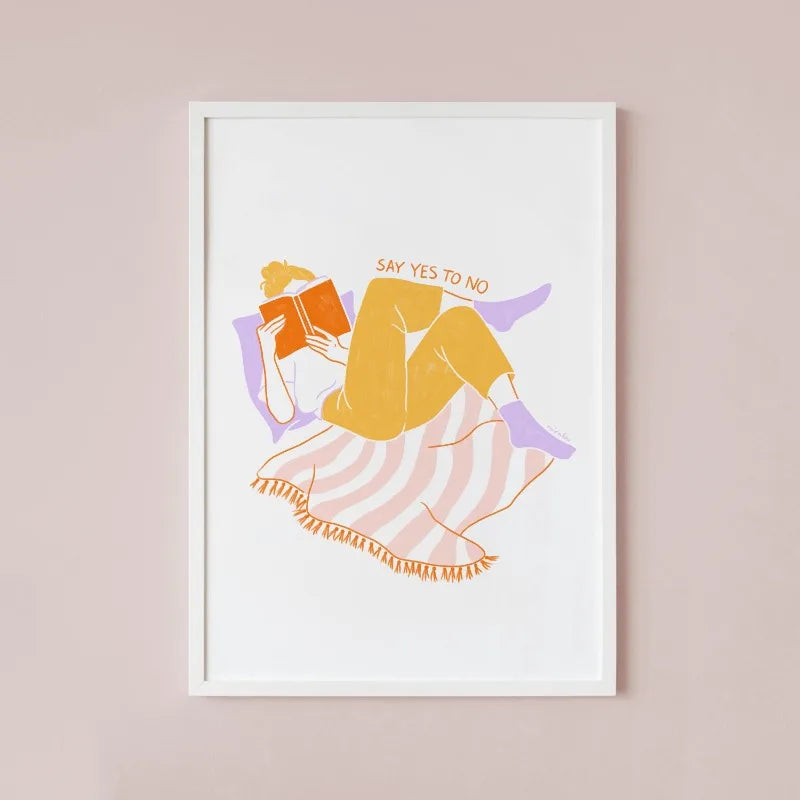 Modern Minimalist Line Girl Illustration Poster Girly Busy Resting Reading Book Canvas Painting Wall Art Living Room Home Dec Peaceful Pleasures Health and Wellness 15 50x70cm Unframed