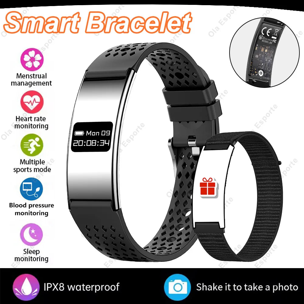 New Smart Bracelet Health Fitness Tracker Ultra-thin Heart Rate Monitoring Call Reminder Couple Wristband Sports Man Smart Watch Peaceful Pleasures Health and Wellness Silver