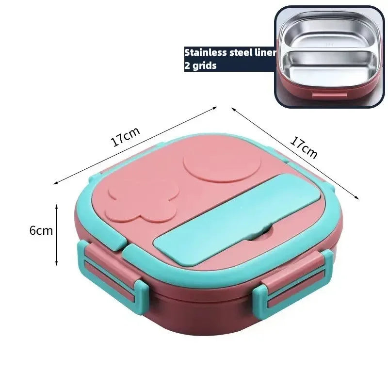 Stainless Steel Bento Lunch Box – Leakproof, Eco-Friendly Food Container for Kids & Adults Peaceful Pleasures Health and Wellness Pink 2 grids 2