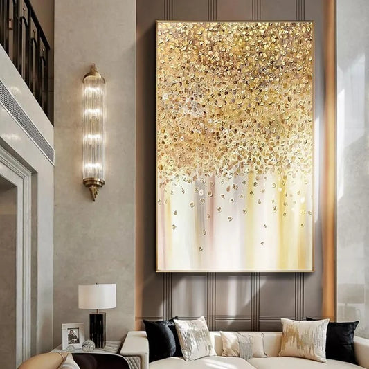 Custom Abstract Gold Foil Hanging Poster Nordic Handmade Canvas Oil Painting Wall Decoration Mural For Living Room Bedroom Porch Peaceful Pleasures Health and Wellness no frame 50cmx70cm