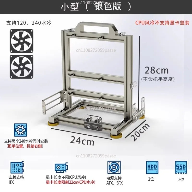 Open Frame PC Case ATX MATX ITX Aluminum Alloy Rack Chassis