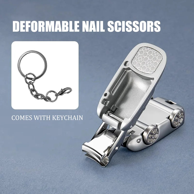 New Creative Anti Splash Car Folding Nail Clipper Keychain Nail Clipper Portable Nail Clipper Backpack Hanging Chain Keychain Peaceful Pleasures Health and Wellness Silver