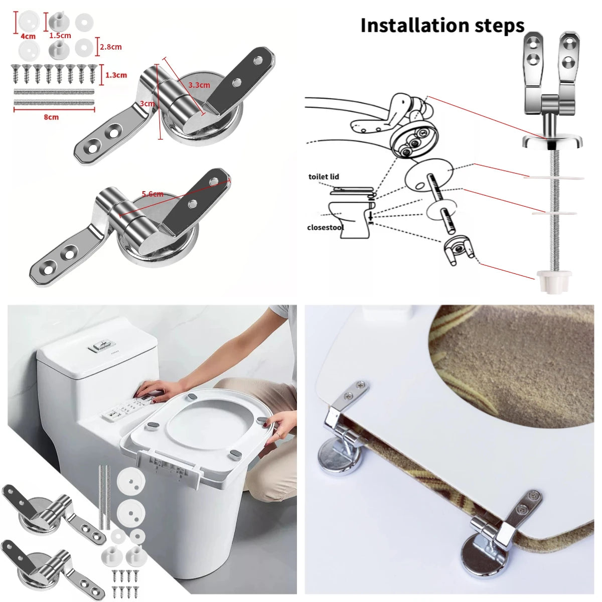 Toilet Seat Bolts & Screws Quick Release Top Hinge Fixings Expanding Rubber Top Nut Screws Universal Toilet Seat Replacement Kit Peaceful Pleasures Health and Wellness