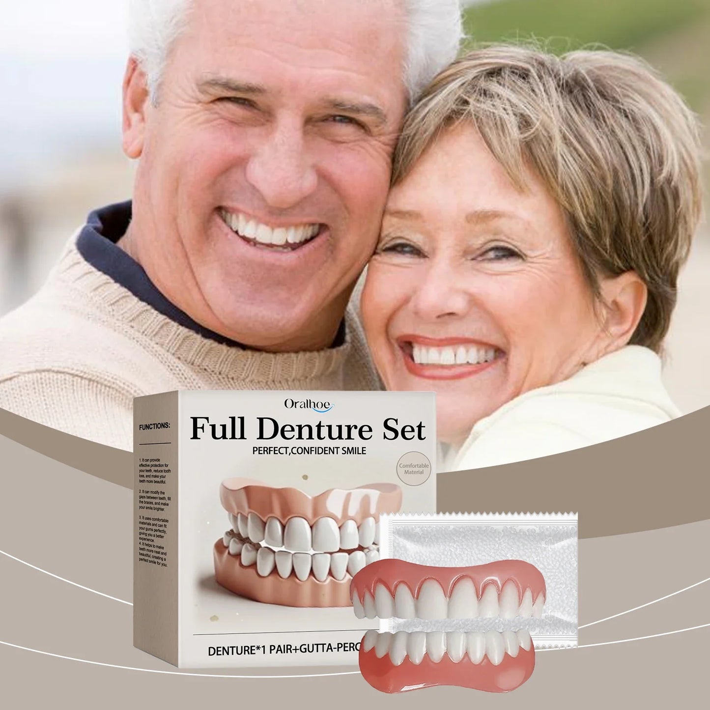 Silicone Snap-On Veneers Dentures | Cosmetic Smile Whitening Kit