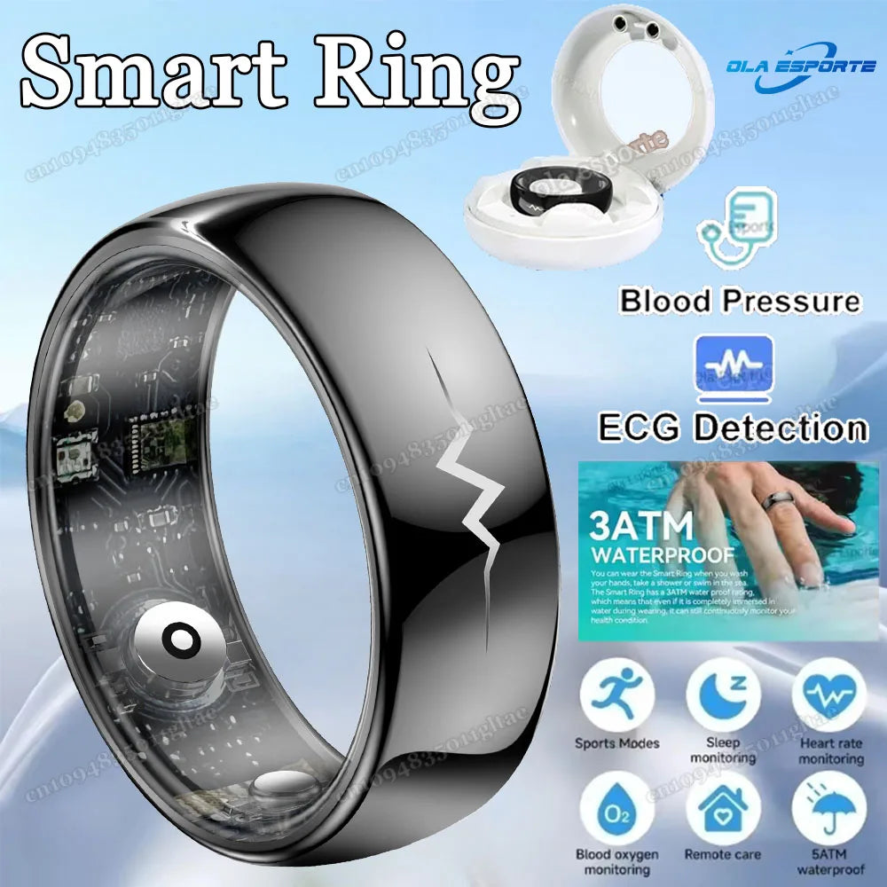 Women Smart Ring ECG Gps Tracker Smartring Men Blood Pressure Health and Sleep Monitor Sport Mode 5ATM Waterproof Fitness Ring Peaceful Pleasures Health and Wellness