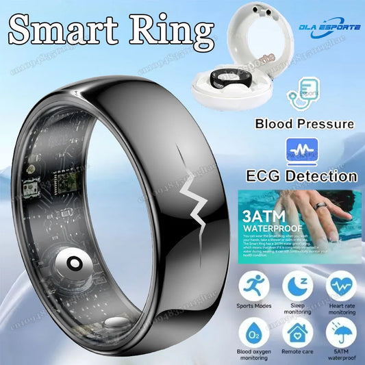 Women Smart Ring ECG Gps Tracker Smartring Men Blood Pressure Health and Sleep Monitor Sport Mode 5ATM Waterproof Fitness Ring Peaceful Pleasures Health and Wellness