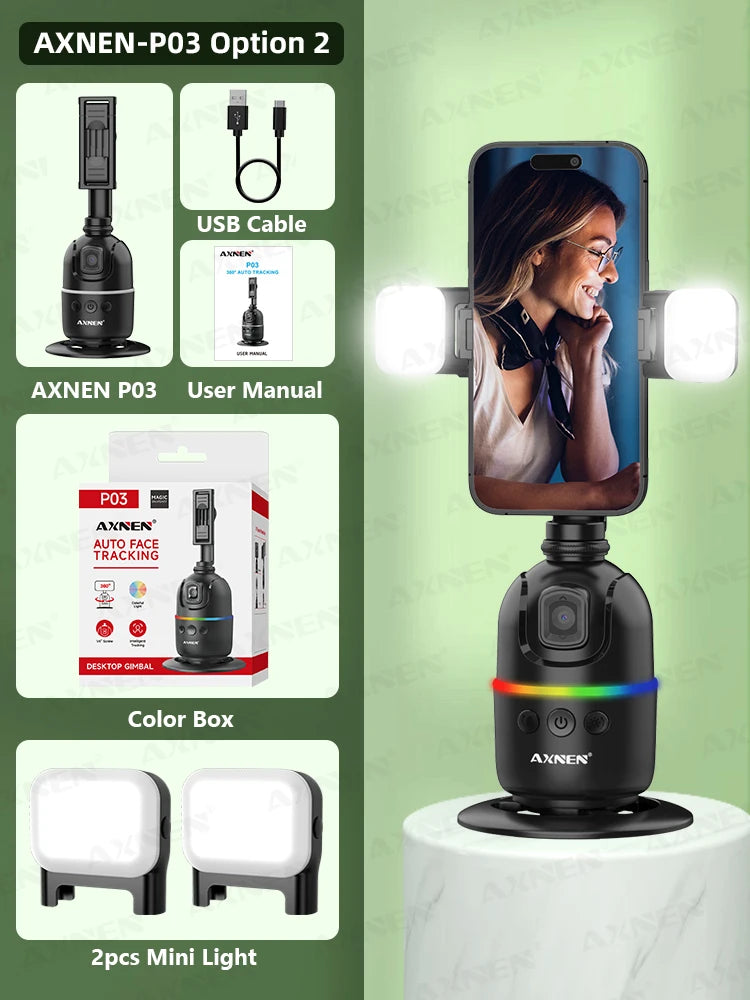 AI Face Tracking Gimbal – 360° Auto Rotate Phone Stabilizer Peaceful Pleasures Health and Wellness Bundle 2 China Mainland