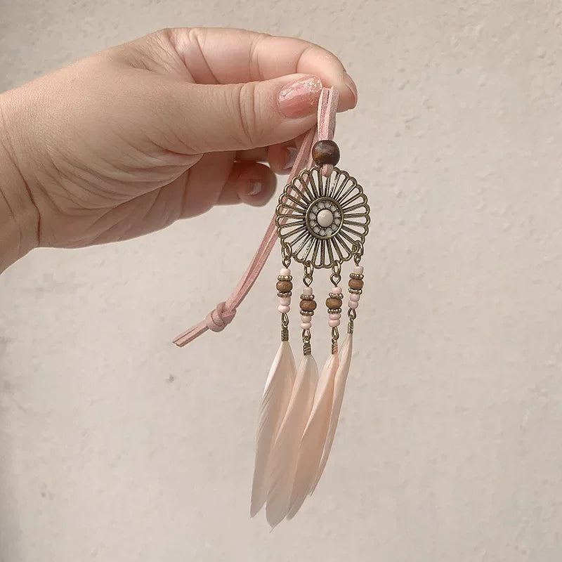 Mini Dream Catcher Handcraft Car Pendnat Feather Wind Chimes Girls Room Wall Hanging Home Decoration Keychain Birthday Gifts NEW Peaceful Pleasures Health and Wellness Type9