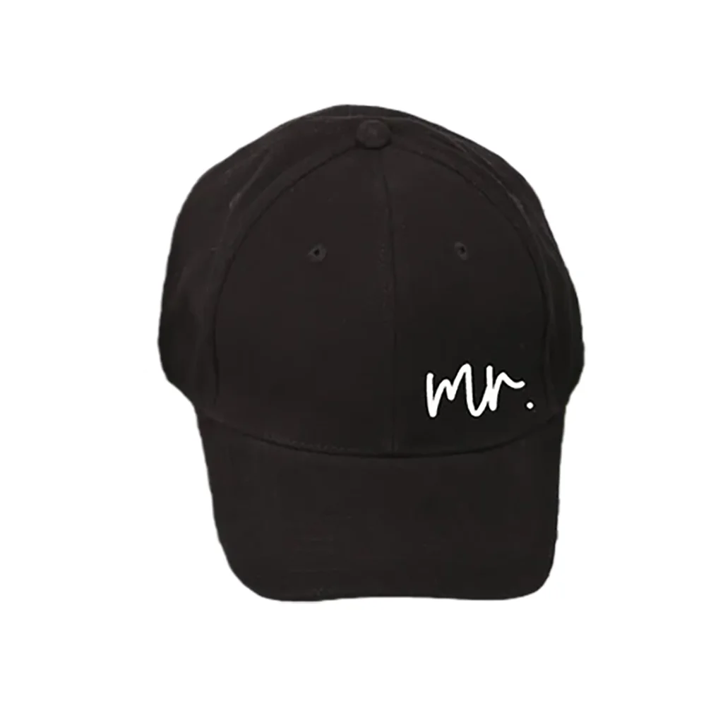 Mr. & Mrs. Cursive Dad Hats | Newlywed Wedding Couple Caps