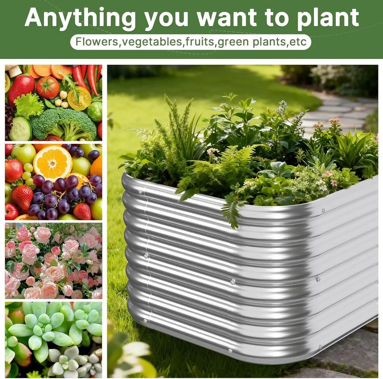 4-Pack Galvanized Steel Raised Garden Beds, 2FT Height for Vegetables Flowers Outdoor Planting Peaceful Pleasures Health and Wellness