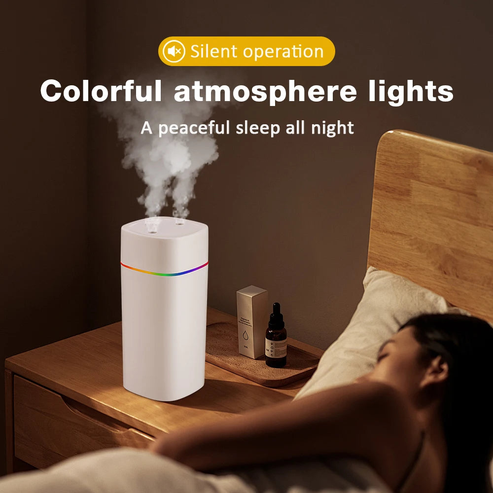 600ML Air Humidifier USB Charging Essential Oil Purifier Aroma Diffuser Aromatherapy Mist Maker Lights for Home Office Car Peaceful Pleasures Health and Wellness