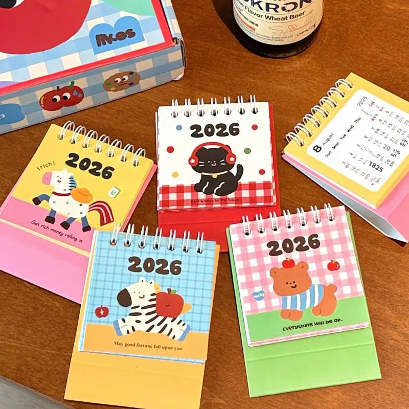 2026 Horse Year Mini Desk Calendar – Cartoon Coil Planner
