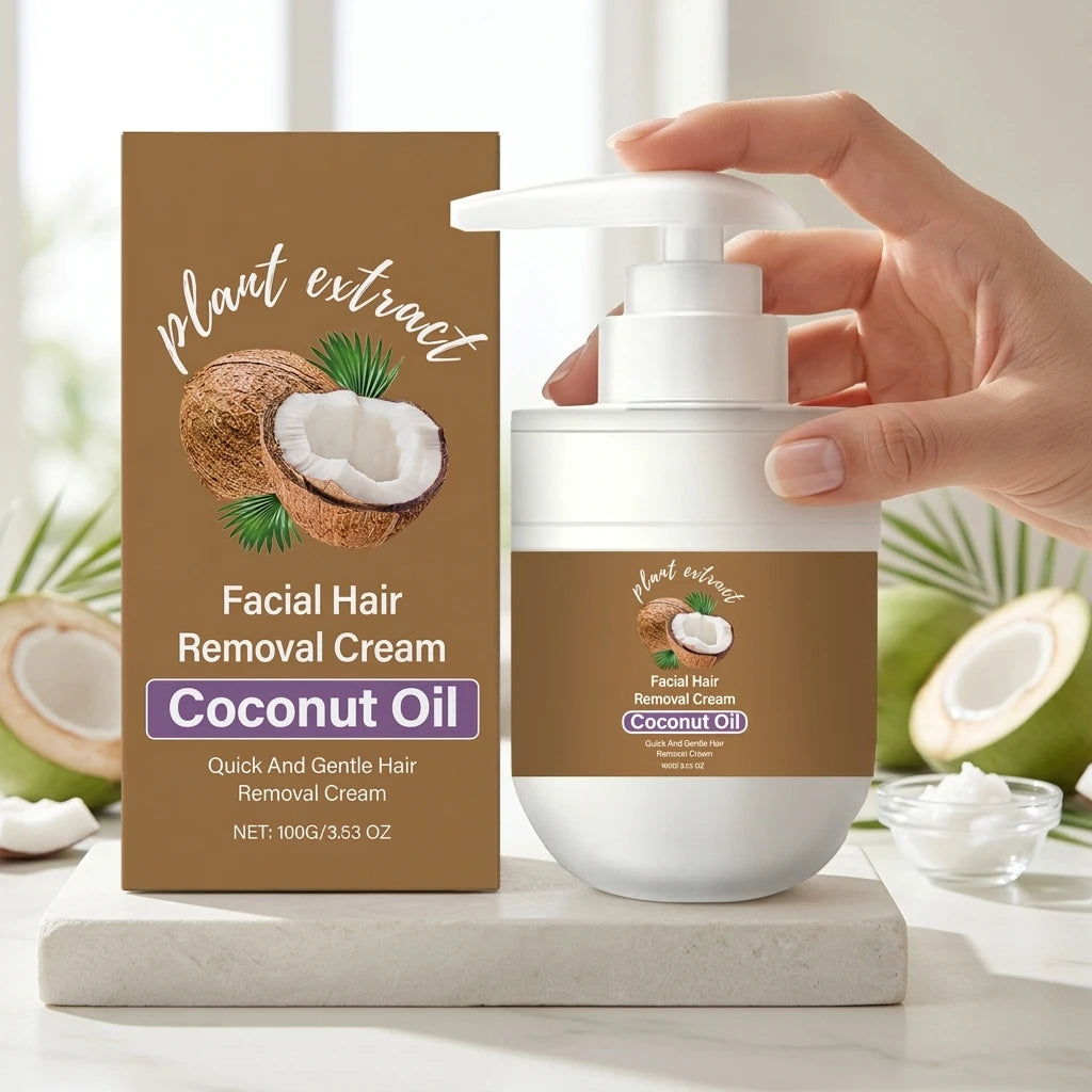 Facial Hair Removal Cream Removing Hair Control Oil Soothing Skin Non-irritating Moisturizing Coconut Oil Painless Hair Remover Peaceful Pleasures Health and Wellness