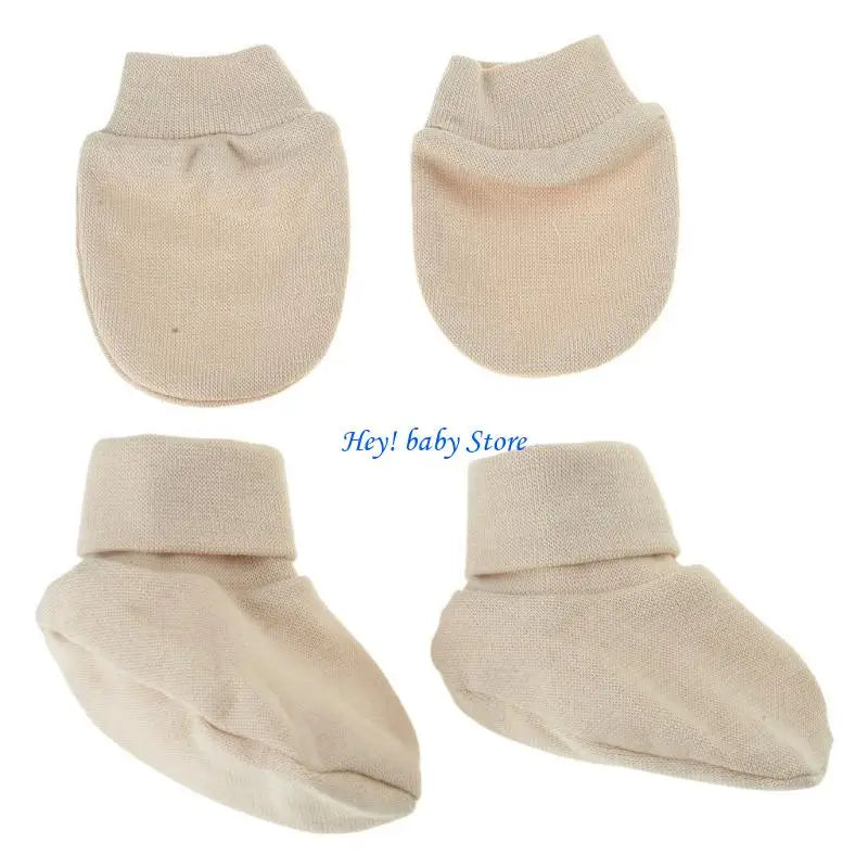 No-Scratch Baby Mittens & Socks Set | Newborn Cotton Gift