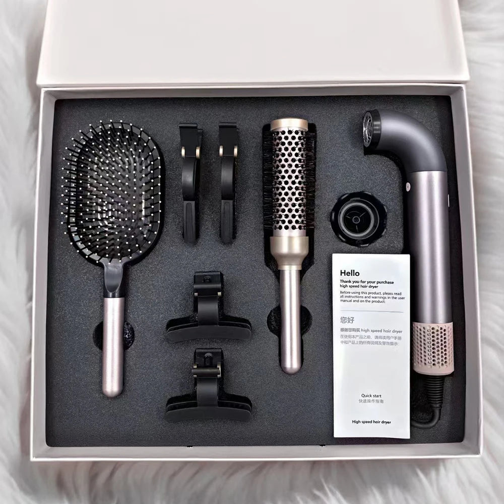 Luxury Professinal High Speed Leafless Hair Dryer Salon Blow Dryer with Comb Attachment Gift Set for Wife and Girlfriend Peaceful Pleasures Health and Wellness Type 4 EU