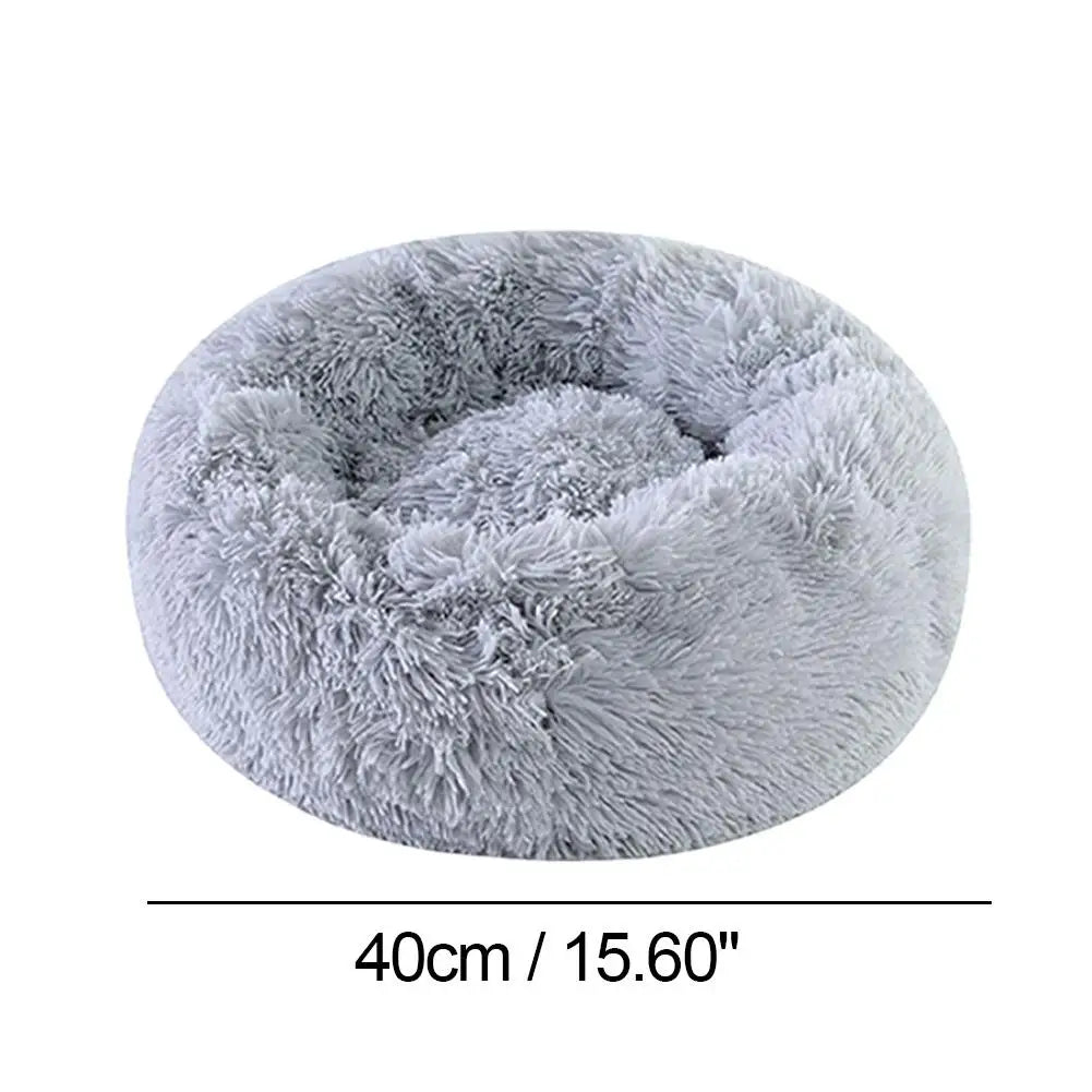 Donut Pet Bed | Plush Faux Fur Round Bed for Cats & Dogs