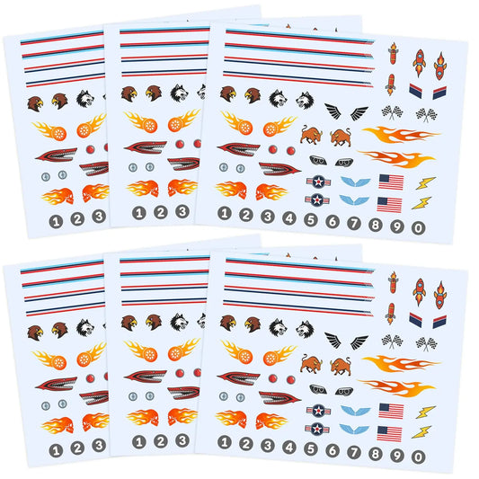 6-Pack Retro Racing Number Stickers | Pinewood Derby Decals Vinyl Car Stickers Peaceful Pleasures Health and Wellness 6pcs