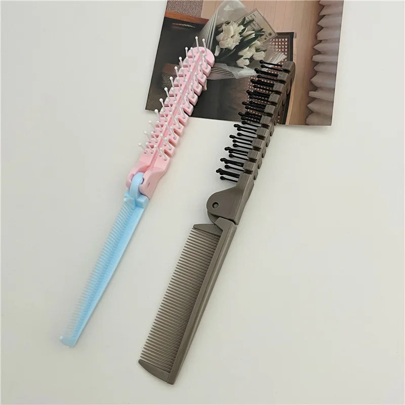 Mini Folding Comb – Portable 2-in-1 Travel Hairbrush & Detangler