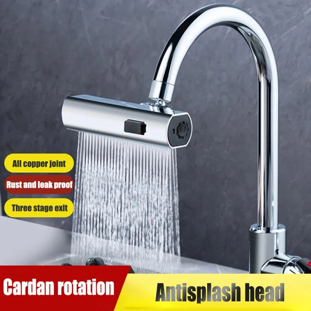 Feiyu Three Level Waterfall Universal Faucet Extension Device Vegetable Washing Splash Proof Device Rotatable Universal Jointbox Peaceful Pleasures Health and Wellness
