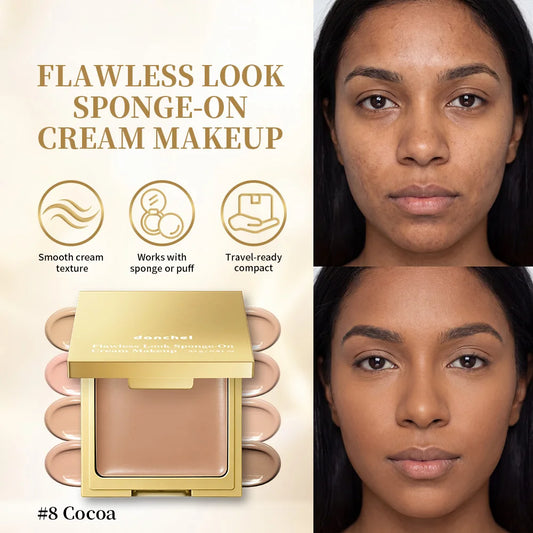 Flawless Finish Sponge‑On Cream Foundation Medium‑to‑Full Coverage Oil Control Breathable Long Wearing Concealer Makeup Peaceful Pleasures Health and Wellness