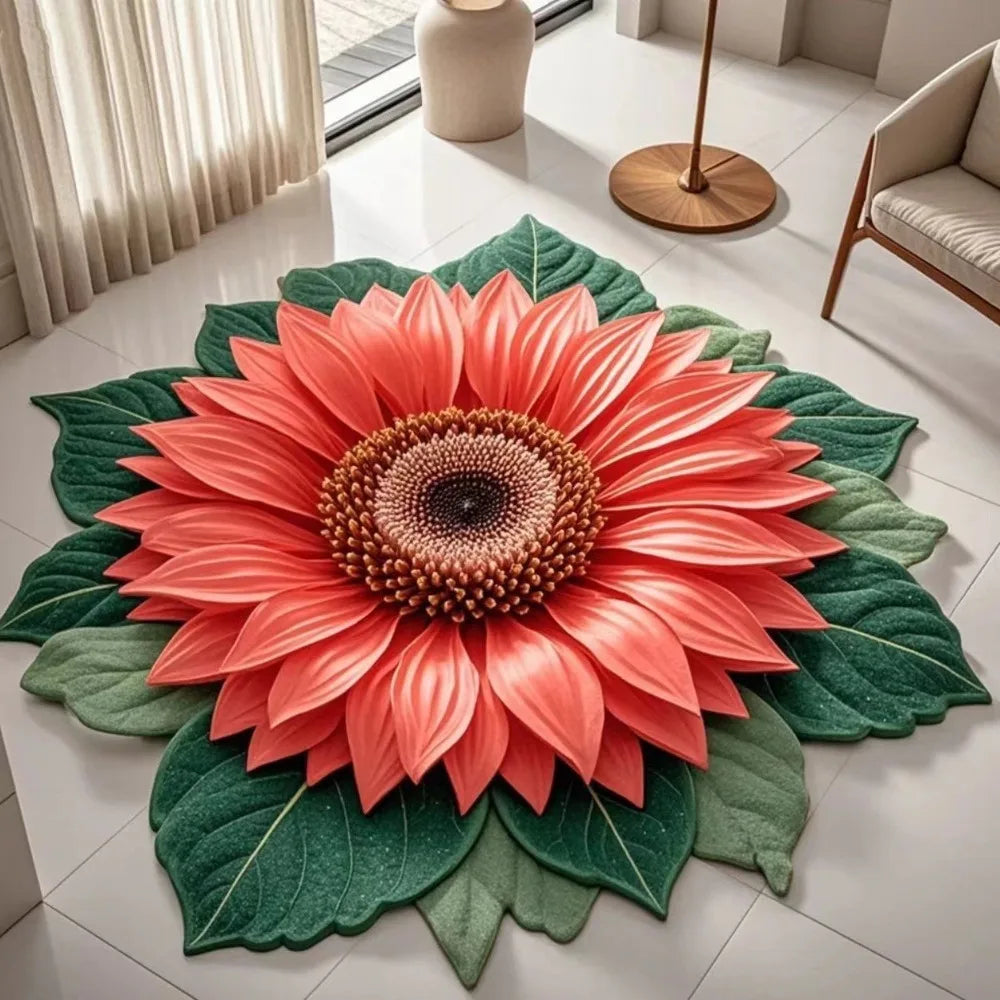 Durable Special-shaped Sunflower Carpet Non-slip Absorbent Flower Carpet Soft 60x60cm Door Gasket Home Decoration Peaceful Pleasures Health and Wellness Style 4