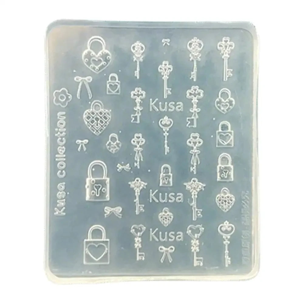 3D Button Butterfly Key Lock Silicone Nail Molds Nails Charms Reusable Clear Resin Molds Art Nail Stamping DIY Manicure Art Tool Peaceful Pleasures Health and Wellness C