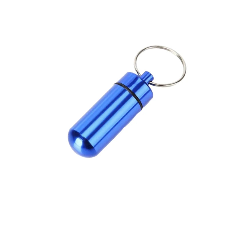Portable Mini Waterproof Aluminum Pill Box Cases Container Organizer Storage Tablets Bottle Medicine Vitamin Pillboxs Fish Oils Peaceful Pleasures Health and Wellness Blue