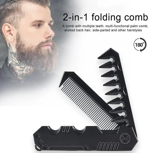 2-in-1 Portable Folding Comb – Wide Tooth & Beard Styling Folding Travel Comb Oasis Select