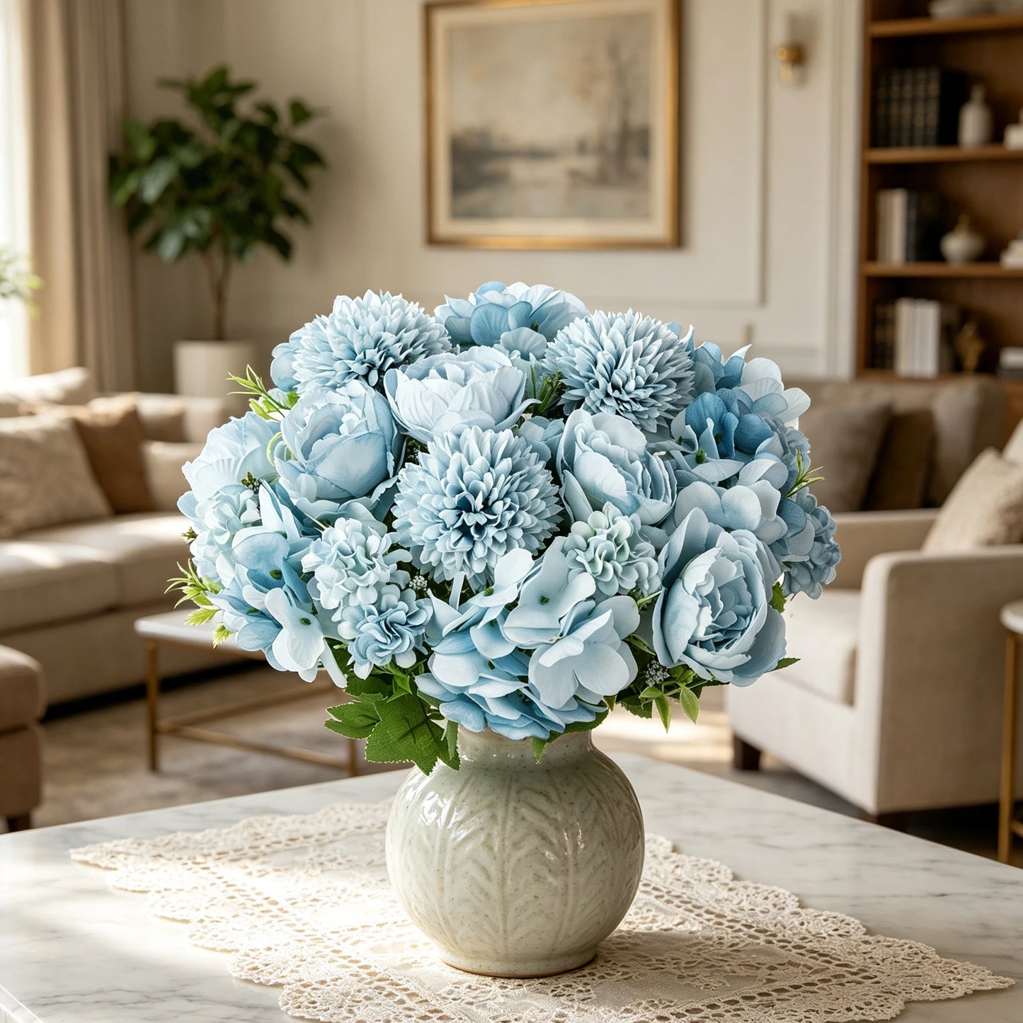 Silk Peony Hydrangea Artificial Flower Bouquet – Wedding & Home Decor