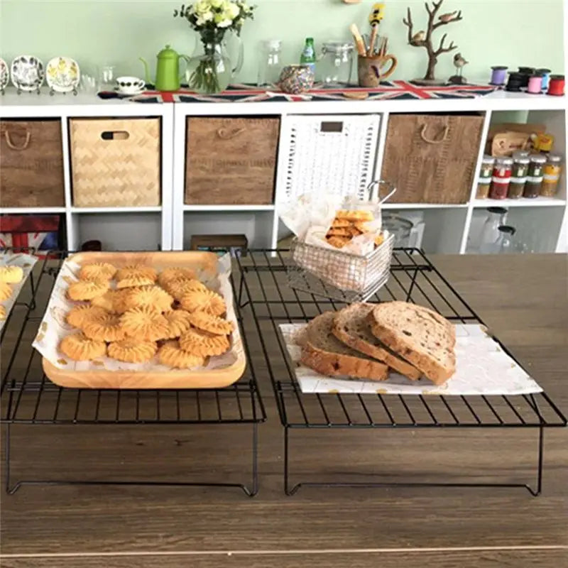 A36T-2X 3 Layers Stackable Cooling Rack Metal Cake Cookie Biscuits Bread Cooling Rack Net Mat Holder Dry Cooler For Cooking Peaceful Pleasures Health and Wellness