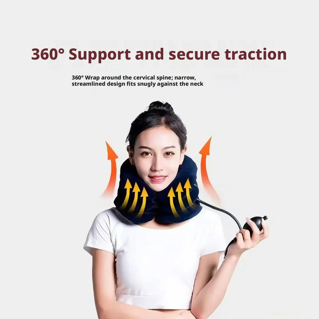 Inflatable Neck Traction Pillow 360° Cervical Support Device Portable Air Pump Neck Stretcher for Pain Relief Home Use Two Color Peaceful Pleasures Health and Wellness