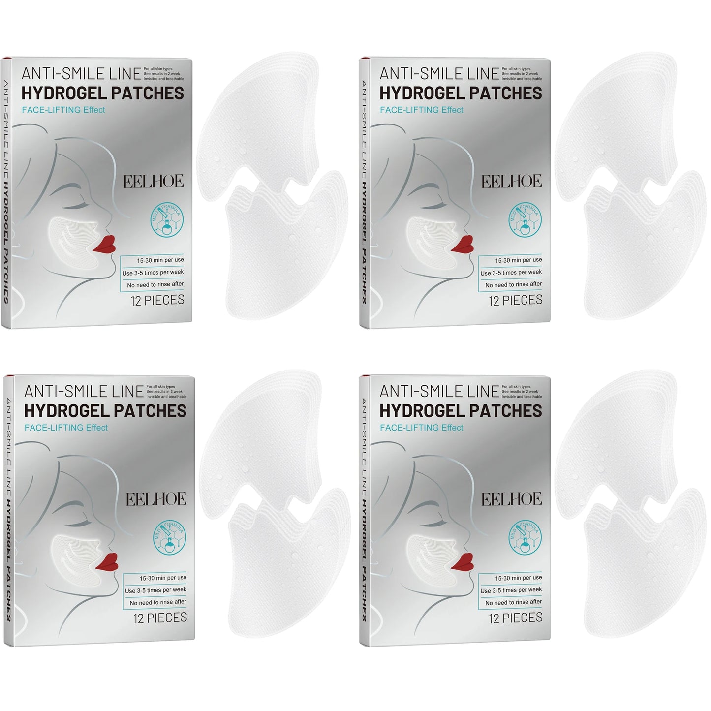 EELHOE Hydrogel Face Patches – Lifting, Firming & Anti-Aging 12pc Hydrogel Face Patches Peaceful Pleasures Health and Wellness 4 X 12pcs Boxed