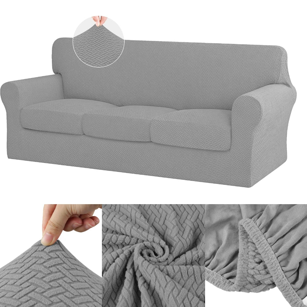2/3/4/5 Piece Sofa Covers for 1/2/3/4 Cushion Couch Slipcover Soft Stretch Furniture Covers for Dogs Non Slip Sofa Protector Peaceful Pleasures Health and Wellness Jacquard Light Grey For 2 Cushion Sofa