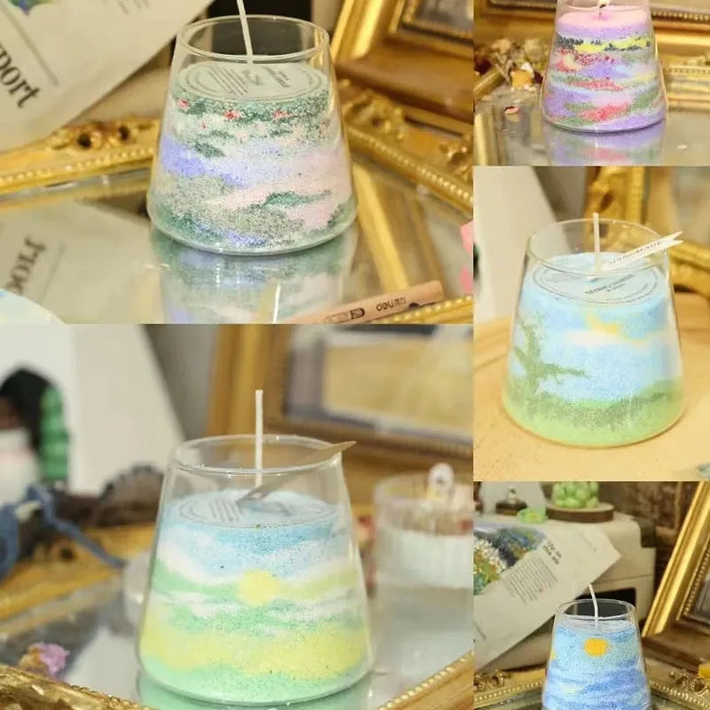 Sand powder candle diy sand painting candle Color Aromatherapy sand wax without cups Peaceful Pleasures Health and Wellness