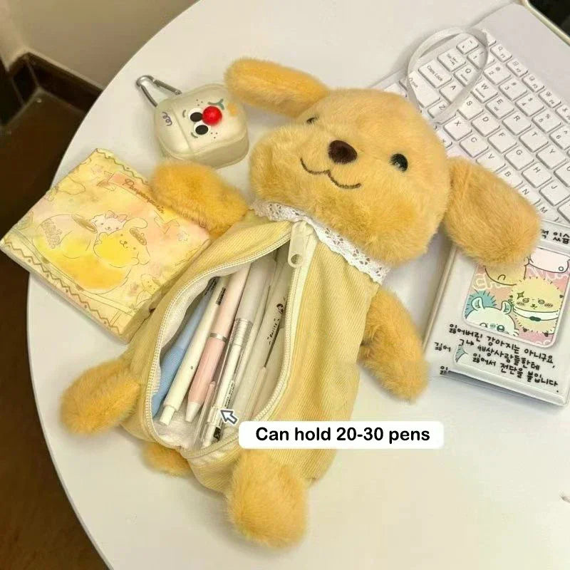Cute Plush Pencil Case Large Capacity Cartoon Doll Pen Bag