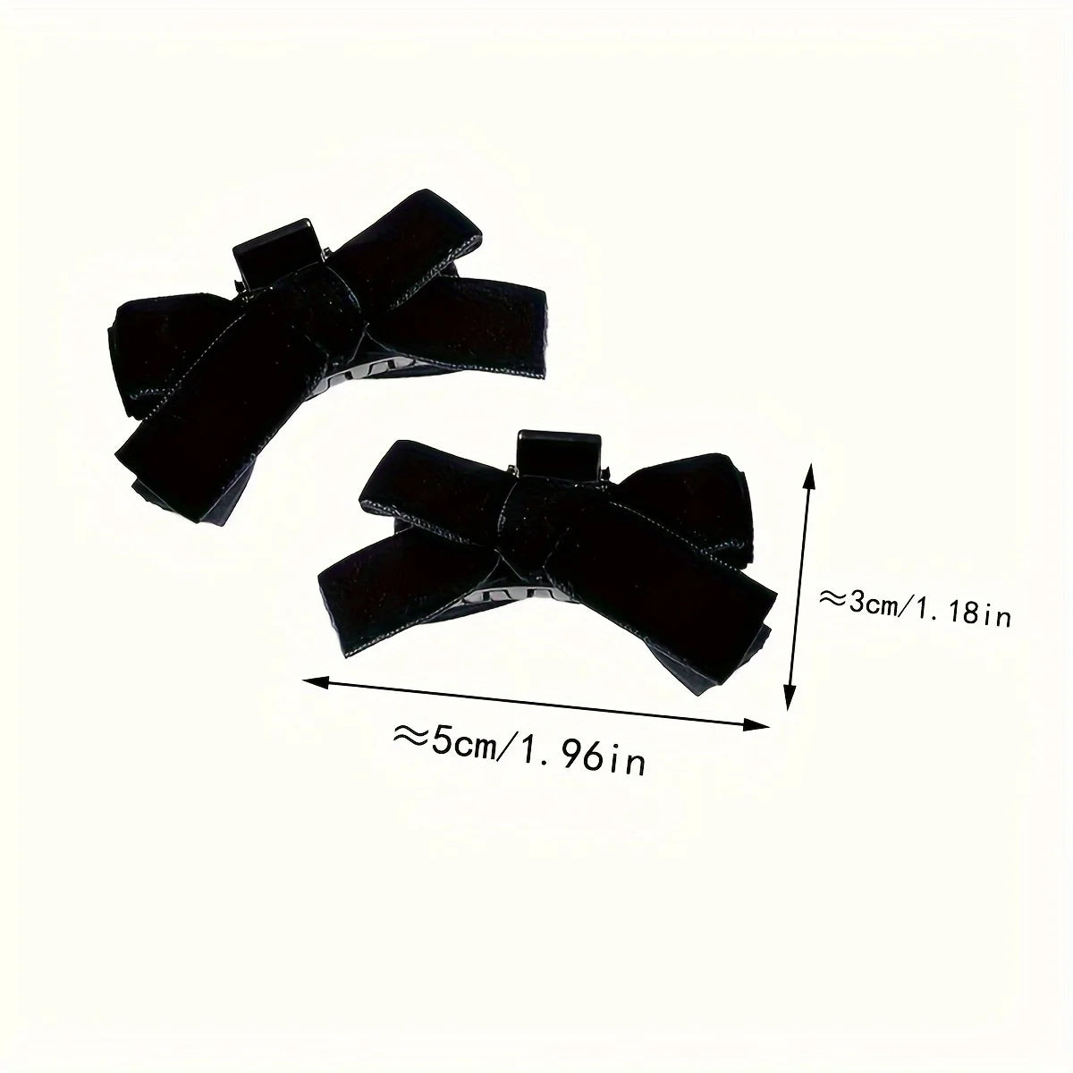 Black Velvet Bow Hair Claw Clips – Celebrity Style 2pcs Set
