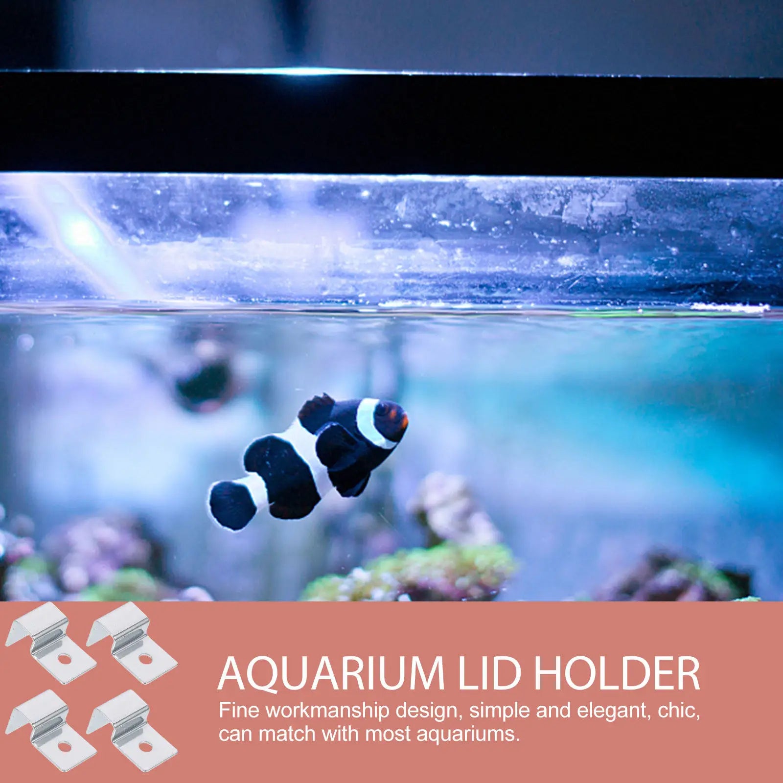 4Pcs Fish Tank Lid Support Brackets Stainless Steel Aquarium Cover Holders Sturdy Glass Lid Clamps Glass Fish Mouth Clip Peaceful Pleasures Health and Wellness