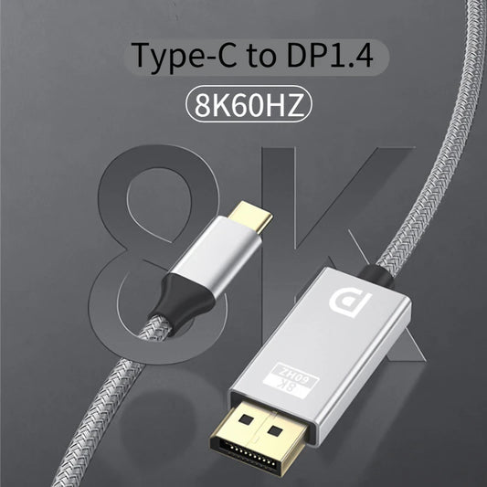 1.8M USB C To DisplayPort 1.4 Cable 32.4Gbps 8K@60Hz 4K@144Hz Type C To DP1.4 Adapter Thunderbolt 4/3 Compatible for MacBook Peaceful Pleasures Health and Wellness