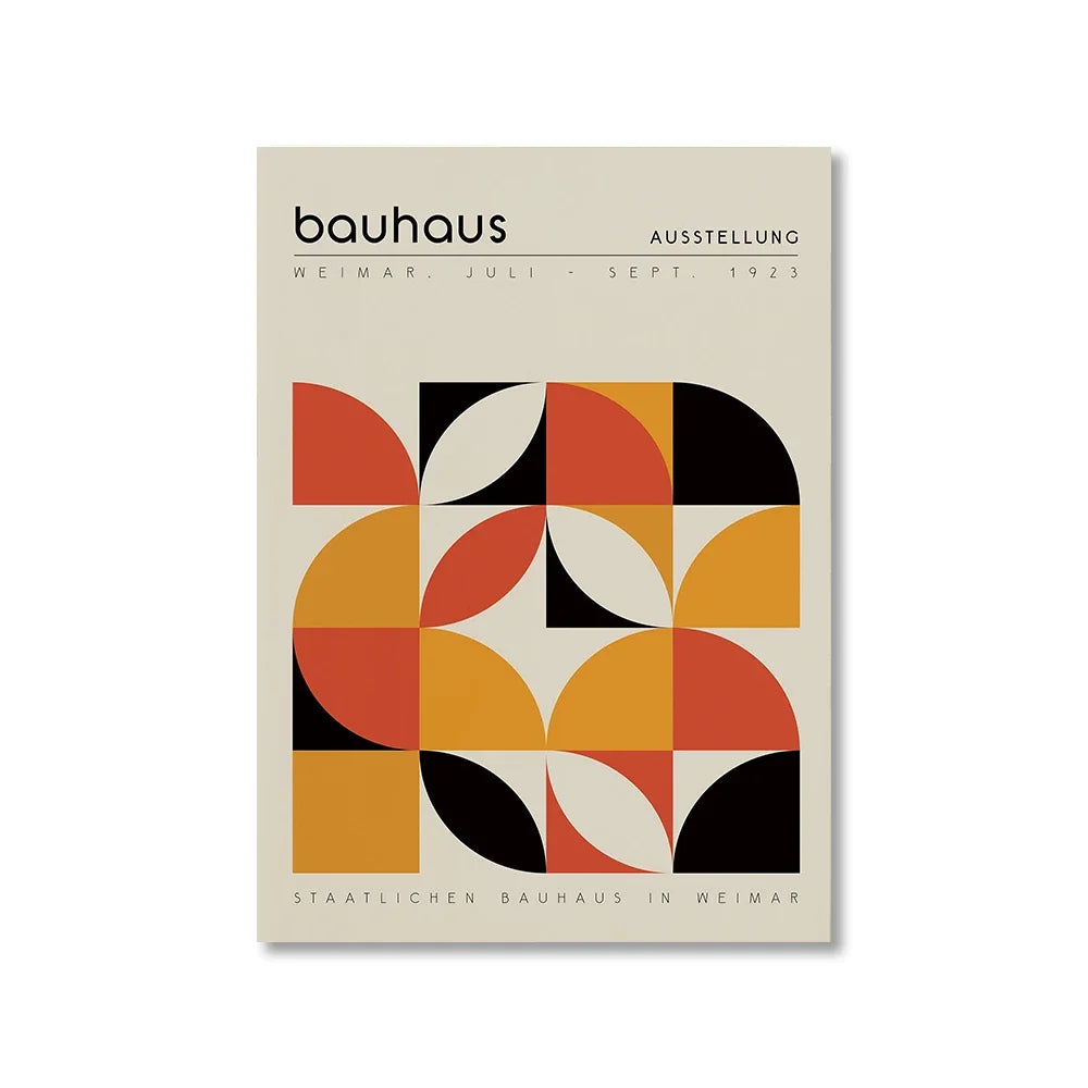Modern Abstraction Wall Art Poster Prints Bauhaus Geometric Buildings Canvas Painting Picture for Bathroom Room Home Decor Peaceful Pleasures Health and Wellness