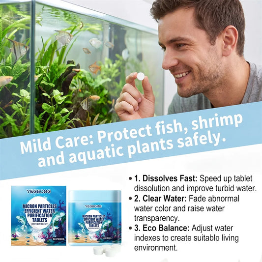 Aquarium Water Purifier Tablets For Cloudy Water,Fish Tank Water Clarifier,Daily Household Fish Tank Water Quality Care Tablets Peaceful Pleasures Health and Wellness