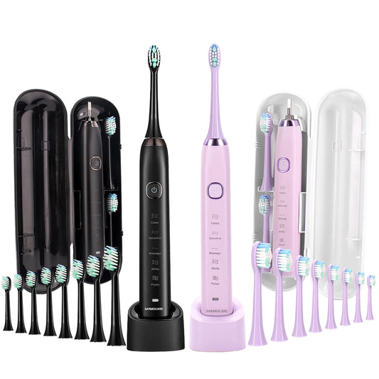 Sonic Electric Toothbrush IPX7 Rechargeable | 5 Modes, 8 Heads Electric Toothbrush Peaceful Pleasures Health and Wellness