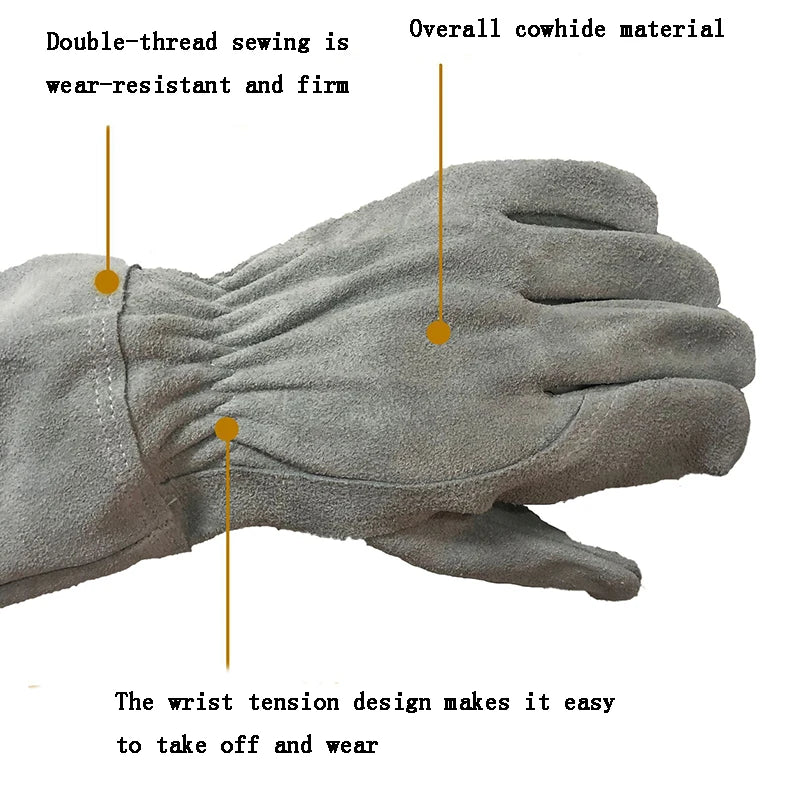 Cowhide Long Tube Garden Gloves Puncture-resistant Labor Protection Gloves Wear-resistant Gloves for Garden Construction Sites Peaceful Pleasures Health and Wellness