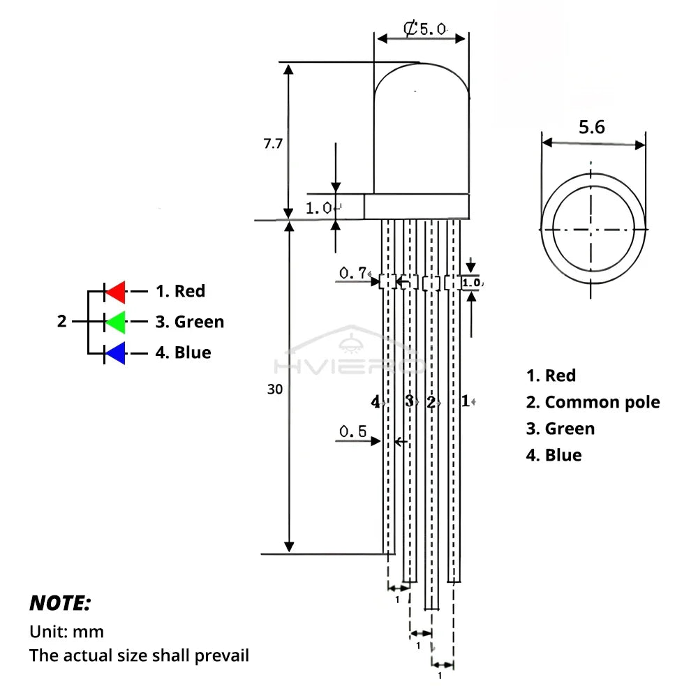 5mm RGB LED Diodes 4-Pin Diffused Tri-Color | 100–500 Pack