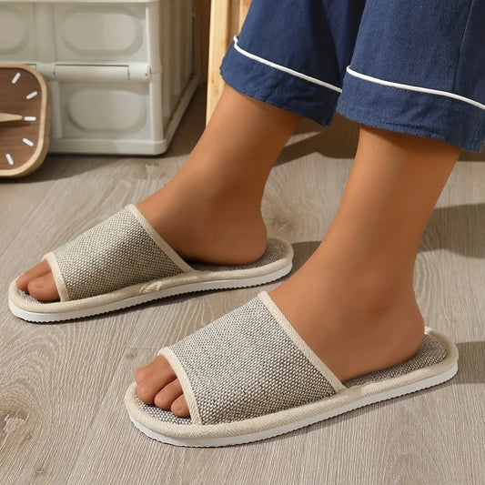 Hemp Linen Indoor Slippers | Anti-Slip House Shoes for Men & Women Indoor House Slippers Peaceful Pleasures Health and Wellness