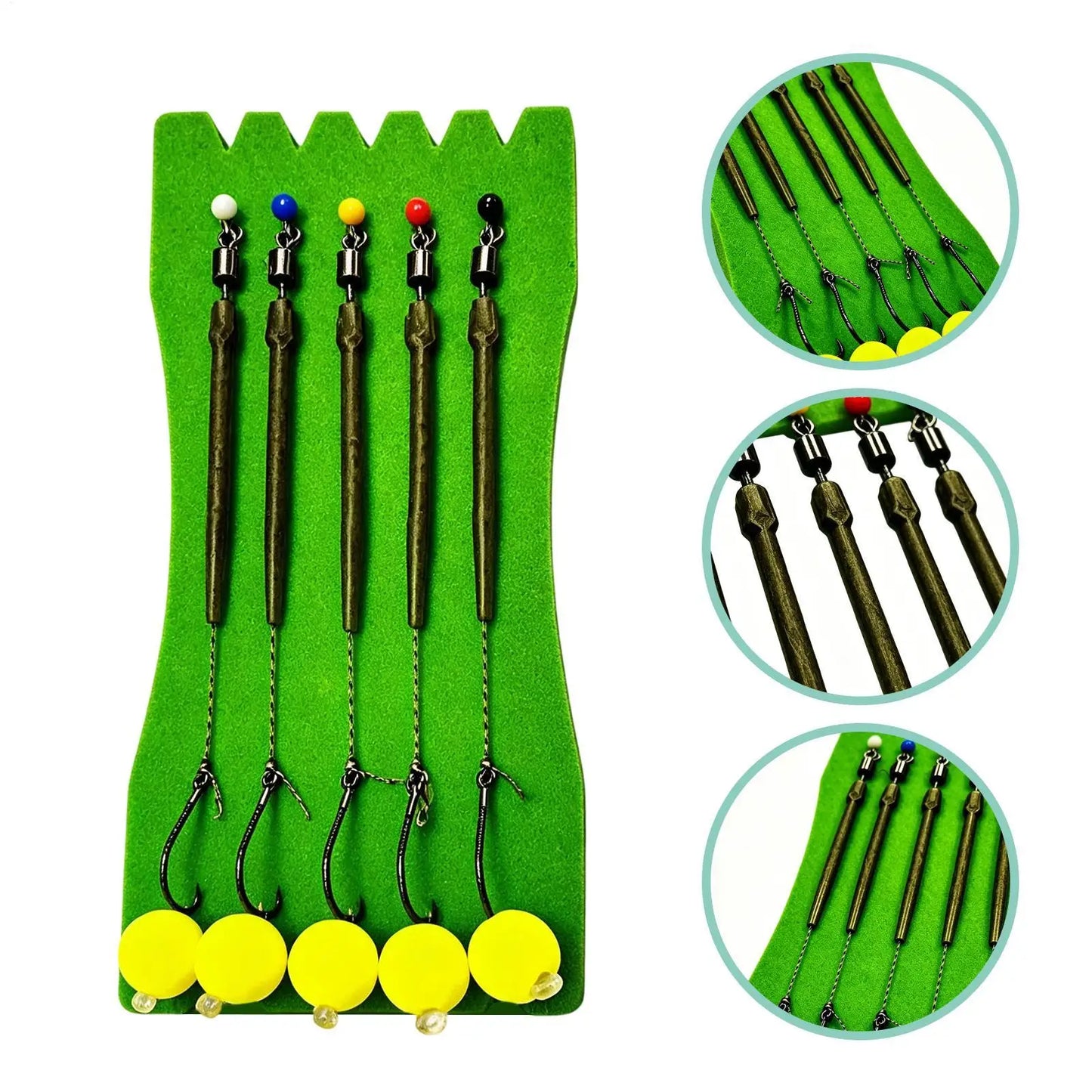 5-Pc Pre-Tied Carp Fishing Rig Set | Anti-Snag Hook Rigs