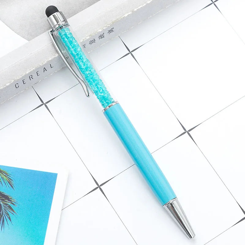 Diamond Ballpoint Pen Stylus For Touch Screen Pen Universal Tablet Touch Pencil For Phone Accessories Electrostatic Touch Pen Peaceful Pleasures Health and Wellness Light blue
